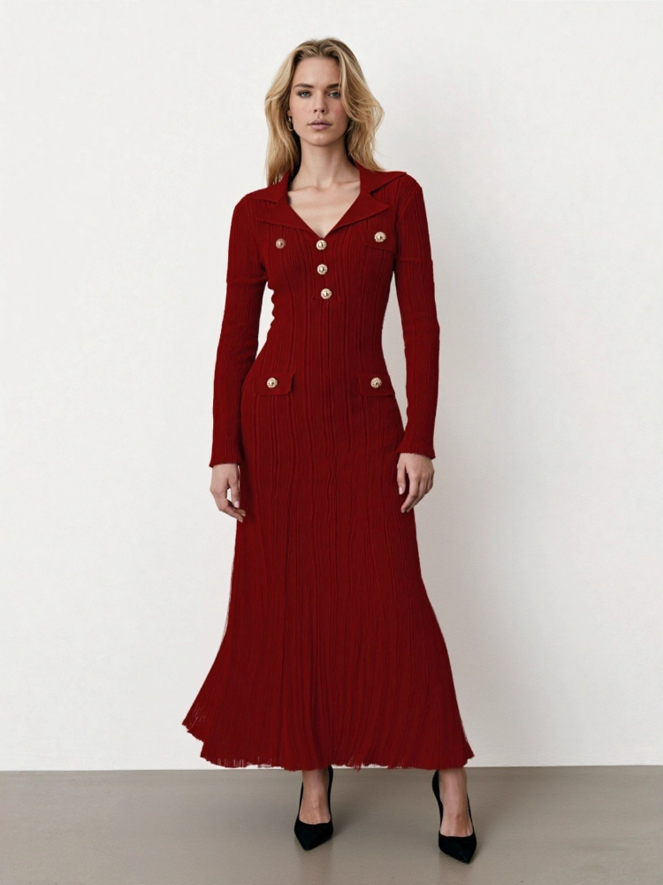 فستان محبوك جديد بأكمام طويلة  - مراجعة Winter Clothing In French وسعره