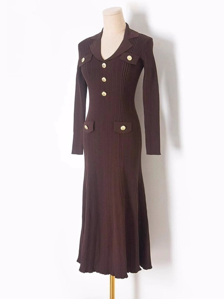 فستان محبوك جديد بأكمام طويلة  - مراجعة Winter Clothing In French وسعره