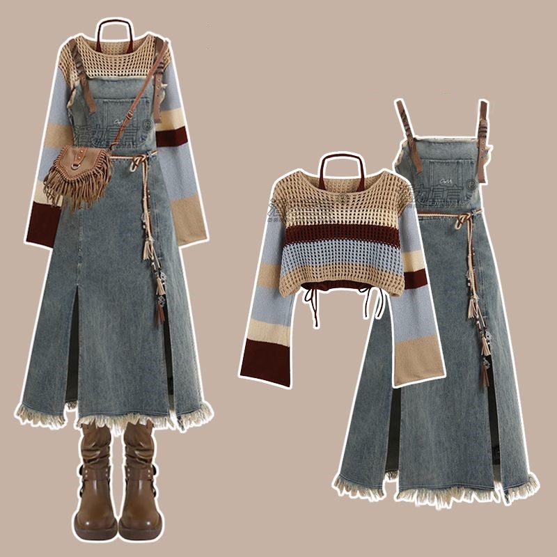 طقم تنورة جينز عتيق جديد لربيع - مراجعة Winter Clothing Ladies وسعره